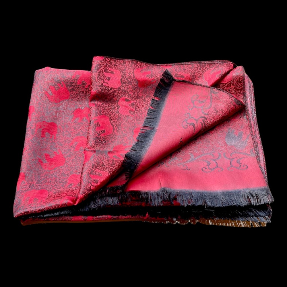 UNISEX SILK IRIDESCENT ELEPHANTS SCARF / RUNNER / WRAP / THROW - Picture 12 of 15